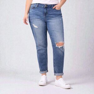 Torrid Boyfriend Straight Jeans Womens 16R Distressed Vintage Stretch Denim